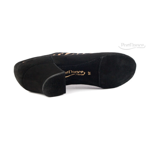 Portdance Femmes Chaussures d'entraînement PD703 - Nubuck Noir/Tiger - 4 cm Cuban - Pointure: EUR 38