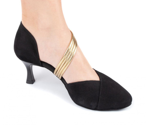 Portdance Femmes Chaussures de Danse PD126 - Nubuck Noir - 5,5 cm Flare (groß) - Pointure: EUR 39