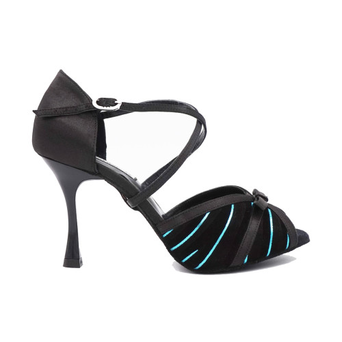 PortDance Mulheres Sapatos de dança PD506 - Preto/Azul - 7 cm Flare (klein) [EUR 36]