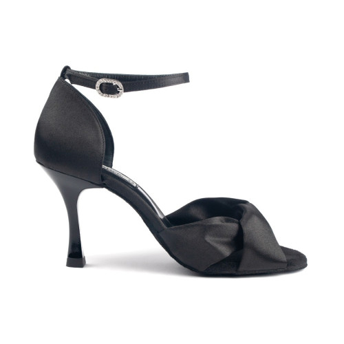 Portdance Mulheres Sapatos de dança PD509 - Cetim Preto - 7 cm Flare (klein) - Tamanho: EUR 40
