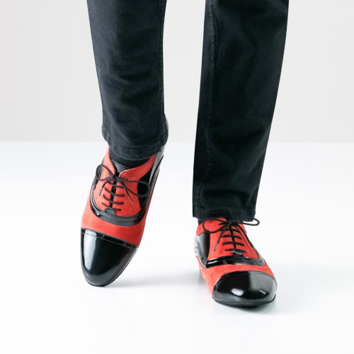 Nueva Epoca Sapatos de Dança Sucre - Laca Preto/Camurça Vermelha - Tamanho: UK 12