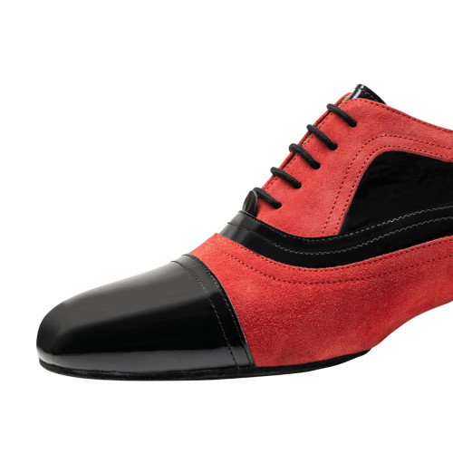 Nueva Epoca Sapatos de Dança Sucre - Laca Preto/Camurça Vermelha - Tamanho: UK 12
