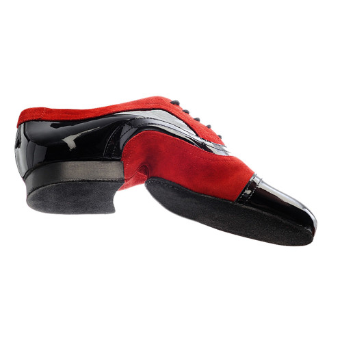Nueva Epoca Sapatos de Dança Sucre - Laca Preto/Camurça Vermelha - Tamanho: UK 12