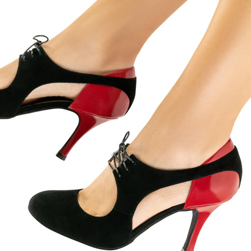 Nueva Epoca Mulheres Sapatos de Dança Talia - Camurça Preto/Vermelha - 8 cm