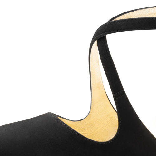 Nueva Epoca Femmes Chaussures de Danse Tanja LS - Suède Noir - 6 cm Stiletto - Semelle en cuir nubuck [UK 7]