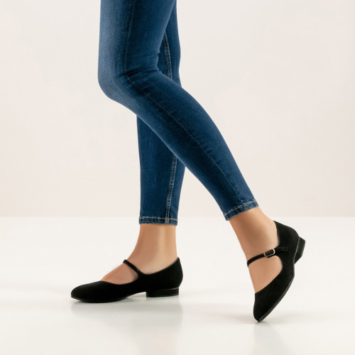 Werner Kern Femmes Chaussures de Danse Vega - Suéde Noir Micro-Heel  - Größe: UK 5,5