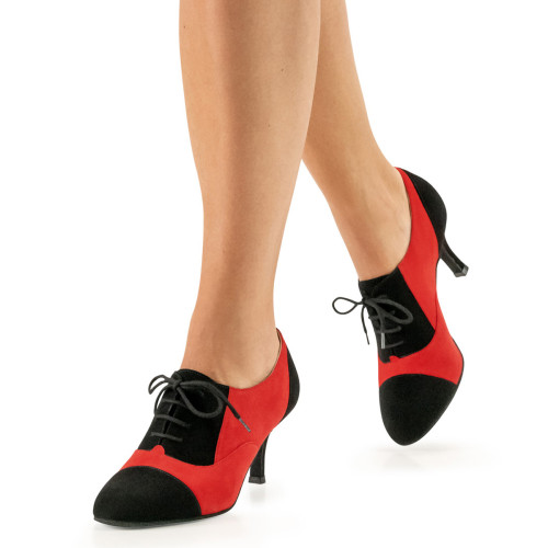 Nueva Epoca Mulheres Sapatos de Dança Vicky - Camurça Preto / Vermelha