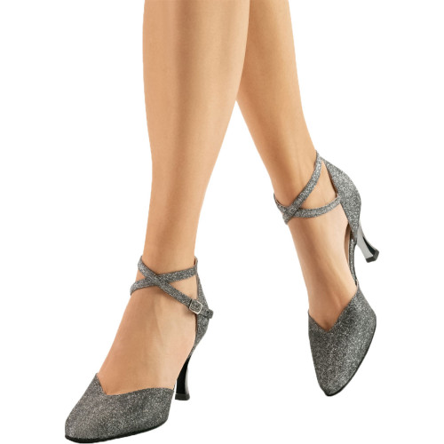 Werner Kern Dames Dansschoenen Abby - Brokaat Zilver - 6,5 cm