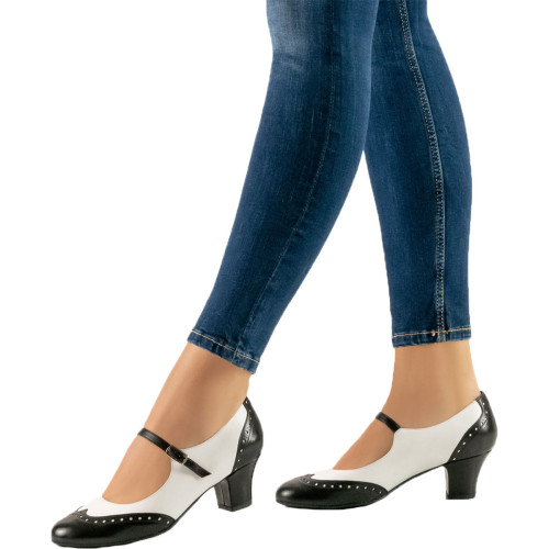 Werner Kern Donne Scarpe da Ballo Emma - Pelle Nero/Bianco - Misura: UK 2