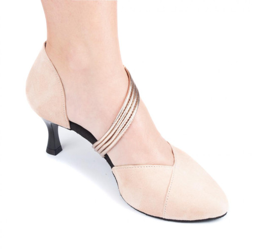 PortDance - Femmes Chaussures de Danse PD126 - Nubuck Rose - 5,5 cm