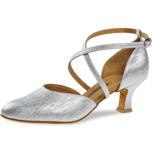 Diamant Mujeres Zapatos de Baile 048-068-002 - Brocado Plateado - 5 cm