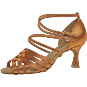 Diamant Damen Tanzschuhe 108-087-379 - Dark Tan Satin - 6,5 cm Flare  - Größe: UK 4