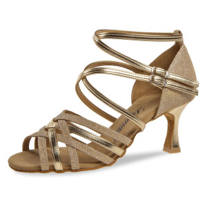 Diamant Damen Tanzschuhe 108-087-559 - Gold/Beige - 6,5 cm Flare [UK 3,5]