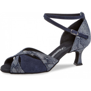 Diamant Damen Tanzschuhe 141-077-534 - Dunkelblau/Reptil Print - 5 cm Flare  - Größe: UK 5