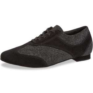 Diamant Mujeres Zapatos de Baile 183-005-547 - Ante Negro/Glitter - 1,2 cm Bloque  - Größe: UK 6,5