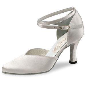 Werner Kern Bridal Shoes Betty LS - White Satin - 6,5 cm - Leather Sole [UK 5,5]