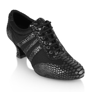 Ray Rose - Sapatos instrutor de dança 418 Tiber - Pele/Mesh Preto - Medium - 2.5" Cuban [UK 3,5]