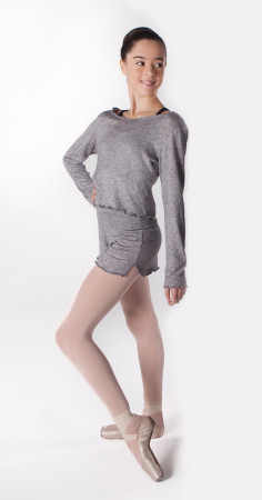 Intermezzo Dames Ballet/warming-up Top mouven lang met ronde nek 6449 Topvisnac - Grijs (033) - Maat: M