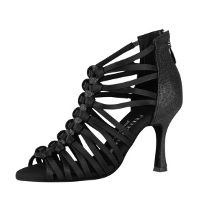 Rummos Ladies Dance Shoes Bachata 01 - Black Satin - 7 cm