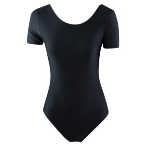 Intermezzo Dames Ballet Turnpakje/Leotard met ronde nek en mouven kort 3050 Bodyly Mc - Zwart (037) - Maat: XXL