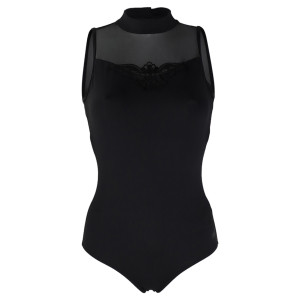 LULLI Dancewear Mulheres Ballet Camisa/Collant/Leotardo ARIELA com colarinho - Cor: Preto - Tamanho: L