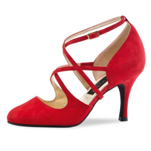 Nueva Epoca Damen Tanzschuhe Marissa - Veloursleder Rot - 6 cm
