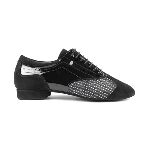 PortDance Mens Dance Shoes PD033 - Leather/Lacquer Black - 2cm
