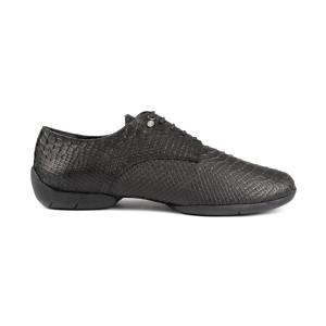 PortDance - Hombres Dance Sneakers PD Salsa 001 - Cuero Negro