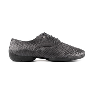 PortDance Homens Dance Sneakers PD Salsa 001 - Pele  Cinzento escuro/Preto