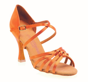 Rummos Mulheres Sapatos de Dança R358 - Cetim Dark Tan - 7 cm