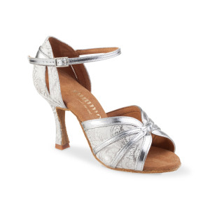 Rummos Damen Tanzschuhe R367 - Leder Weiß/Silber - 7 cm