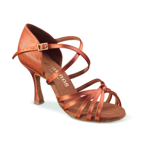 Rummos Mulheres Sapatos de Dança R380 - Cetim Dark Tan - 7 cm