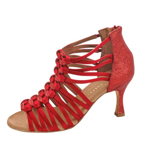 Rummos Damen Tanzschuhe Bachata 01 - Satin Rot - 6cm