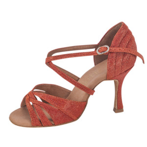 Rummos Mulheres Sapatos de dança Elite Paris 548 - Pele Dark Tan Shiny - 7 cm