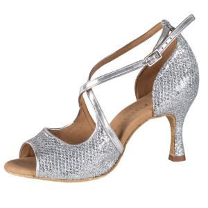 Rummos Ladies Dance Shoes R545 GT9-009 - Leather/GlitterLux Silver - 6 cm