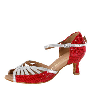 Rummos Damen Tanzschuhe Stella - Leder Rot/Silber - 5 cm