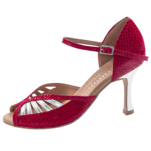 Rummos Dames Dansschoenen Stella - Leer Rood/Zilver - 7 cm