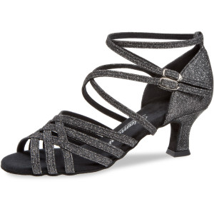 Diamant Mujeres Zapatos de Baile 108-036-519 - Brocado Negro-Plateada - 5 cm