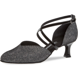 Diamant Damen Tanzschuhe 170-106-520 - Brokat Schwarz - 5 cm Flare  - Größe: UK 5