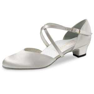 Werner Kern Mujeres Zapatos de Novia Felice 3,4 LS - Satén Blanco - 3,4 cm - Suela de Cuero Nubuck [UK 5,5 - B-Ware]