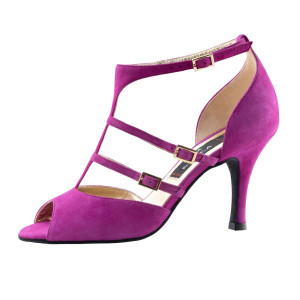 Nueva Epoca Damen Tanzschuhe Filia - Veloursleder Fuchsia - 8 cm