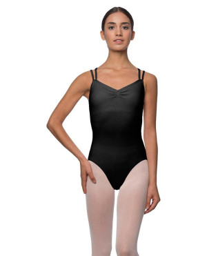 LULLI Damen Ballett Body/Leotard LARA mit Spaghetti Trägern - Farbe: Schwarz - Größe: L