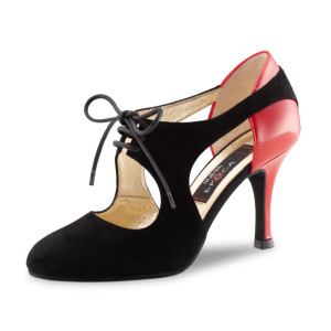 Nueva Epoca Mulheres Sapatos de dança Talia - Camurça Preto/Laca Vermelha - 8 cm Stiletto [UK 4,5]