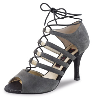 Nueva Epoca Mujeres Zapatos de Baile Lydia - Ante Gris / Negro - 7 cm