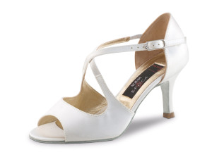 Nueva Epoca Women´s dance shoes / Bridal Shoes Mable - White Satin - 6 cm