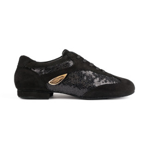 PortDance Ladies Dance Shoes PD01 Fashion - Black Suede/Patent