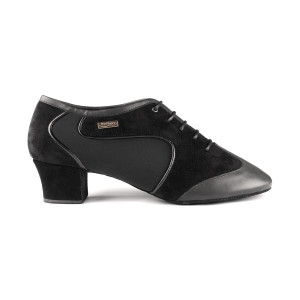 Portdance Homens Sapatos de Dança Latino PD014 - Lycra Preto - 4 cm