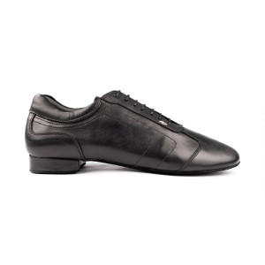 PortDance Hommes Chaussures de Danse PD035 - Cuir Noir - 2cm