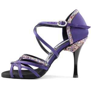 Portdance Mujeres Zapatos de Baile PD800 - Purple Satén - 7,5 cm
