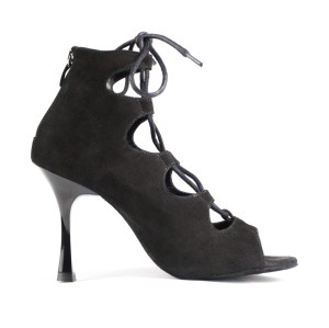 PortDance Damen Tanzschuhe PD805 - Nubuck Schwarz - 7 cm Flare (klein) [EUR 37]